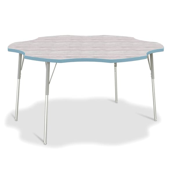 Jonti-Craft Berries Six Leaf Activity Table, A-height, Driftwood Gray/Coastal Blue/Gray 6458JCA452 - main